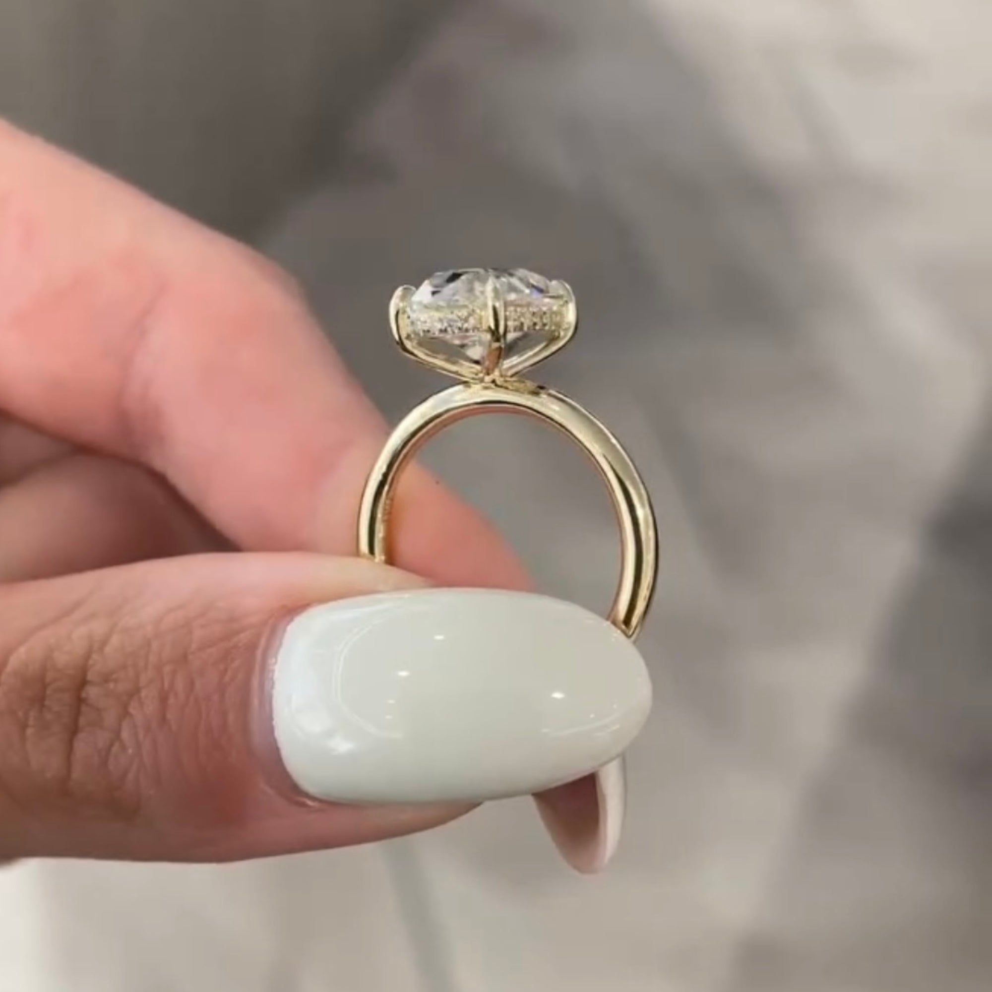 Old Mine Oval Lab Grown Engagement Ring Gold Solitaire Wedding Anniversary Ring