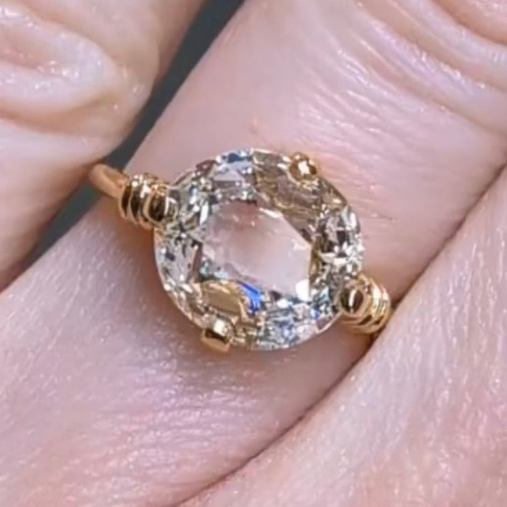 Cushion Rose Cut Lab Grown Engagement Ring Unique Gold Solitaire Wedding Ring