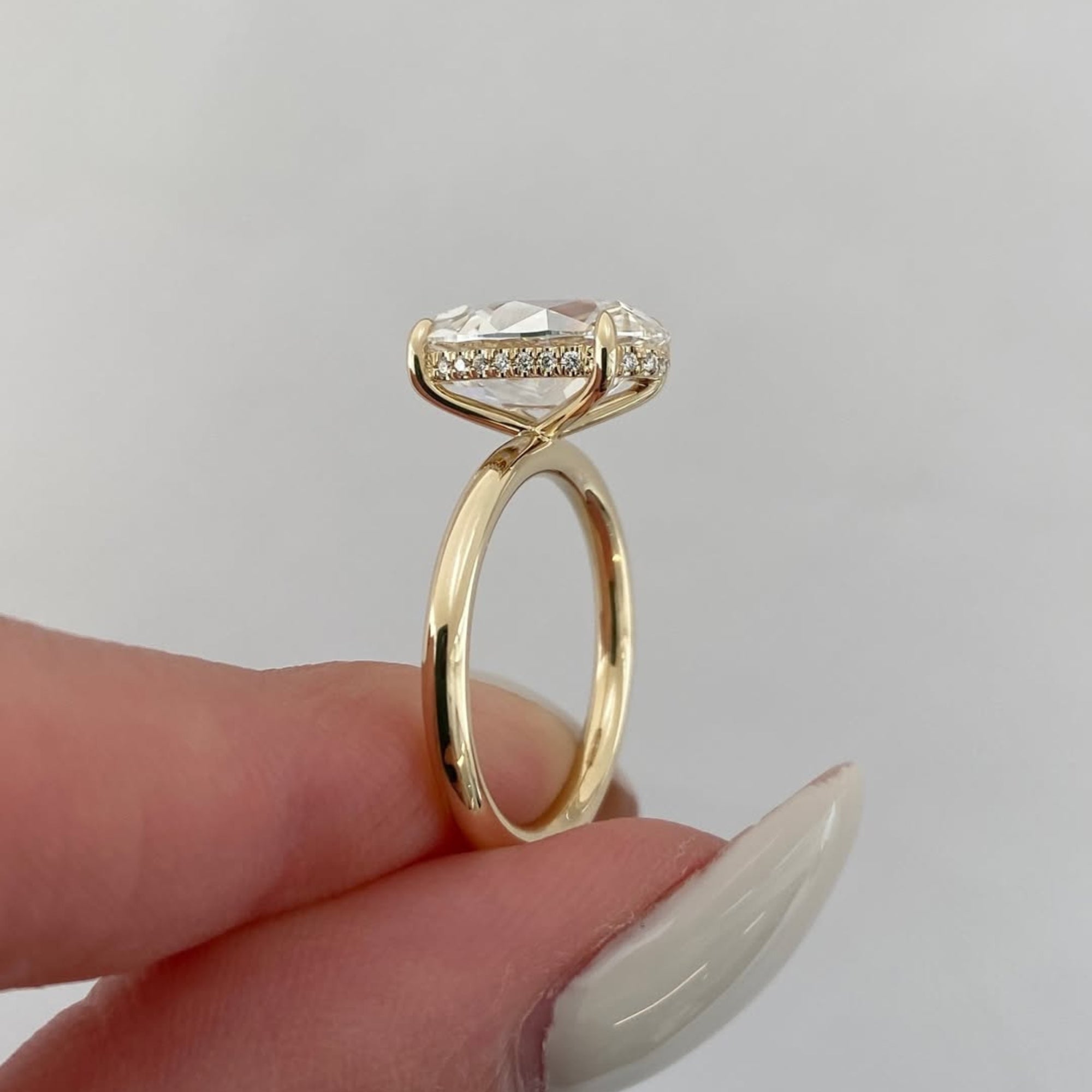 Old Mine Oval Moissanite Engagement Ring Gold Solitaire Wedding Anniversary Ring