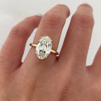 Old Mine Oval Lab Grown Engagement Ring Gold Solitaire Wedding Anniversary Ring