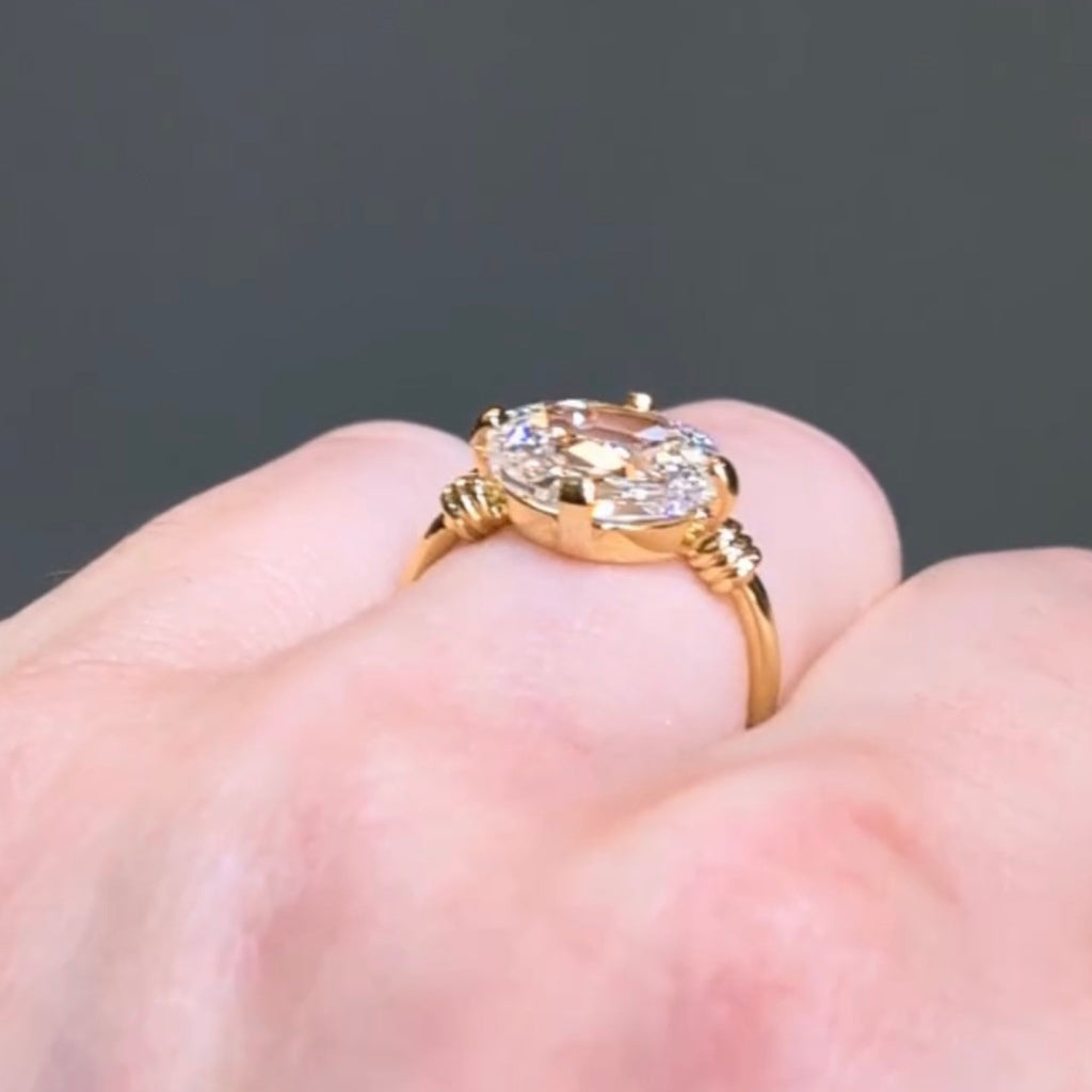 Cushion Rose Cut Lab Grown Engagement Ring Unique Gold Solitaire Wedding Ring