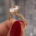 Oval Moissanite Engagement Ring Vintage Gold Lab Grown Wedding Ring Anniversary Ring