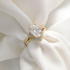 Oval Moissanite Bridal Engagement Ring Set Vintage Inspired Wedding Ring Set