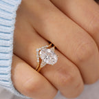 Oval Moissanite Bridal Engagement Ring Set Vintage Inspired Wedding Ring Set