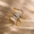 Oval Moissanite Engagement Ring Set Gold Bridal Wedding Ring Set