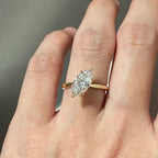 East West Marquise Moissanite Engagement Ring Gold Solitaire Ring