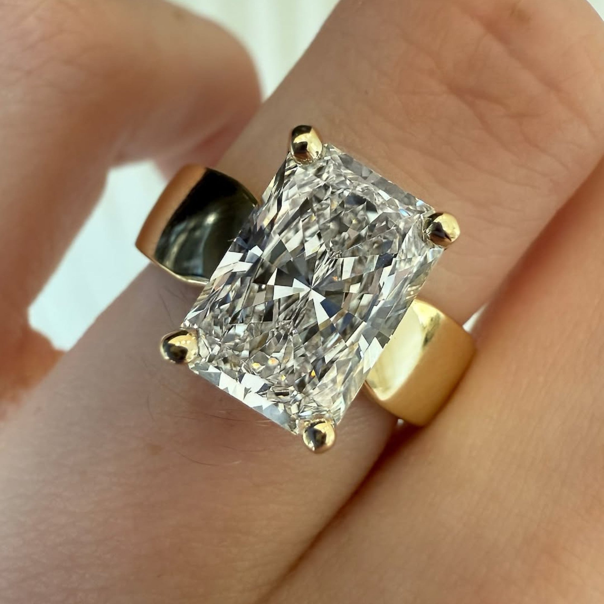 Radiant Lab Grown Engagement Ring Solitaire Wedding Ring