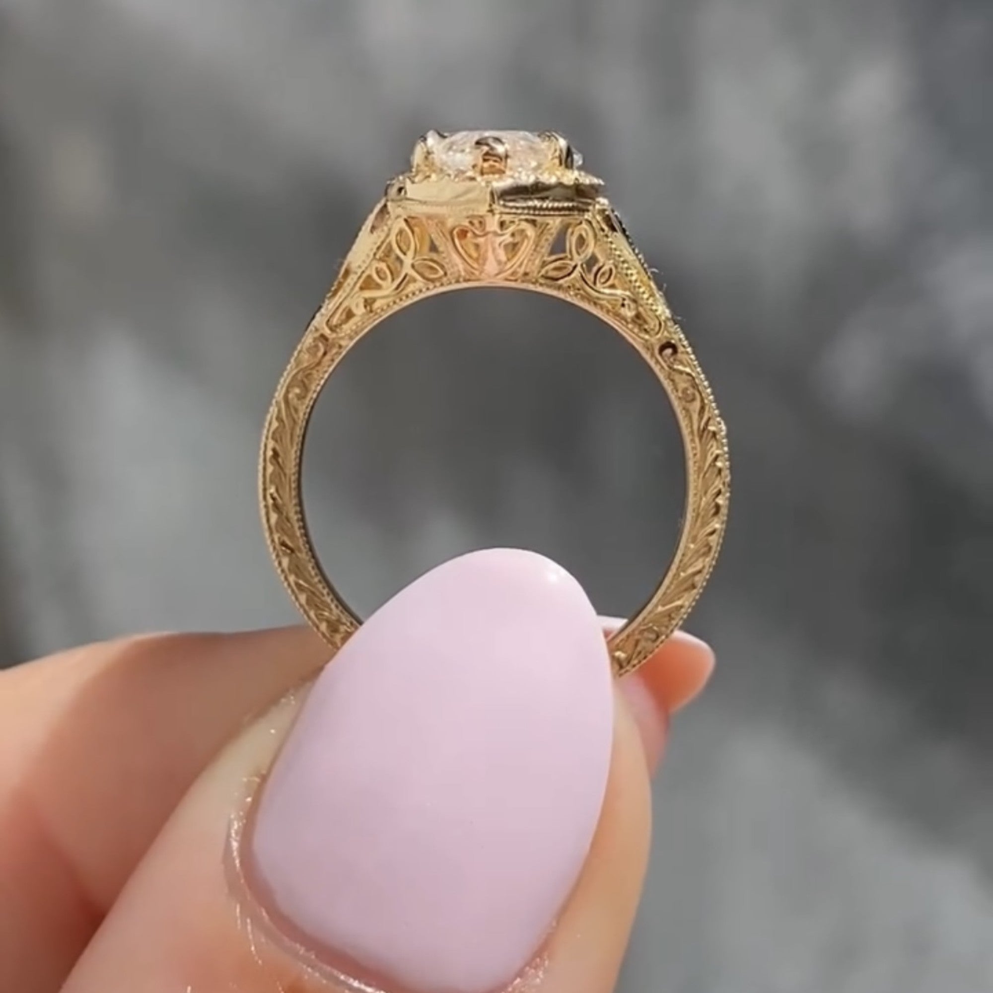 Marquise Halo Set Lab Grown Engagement Ring Vintage inspired Wedding Ring