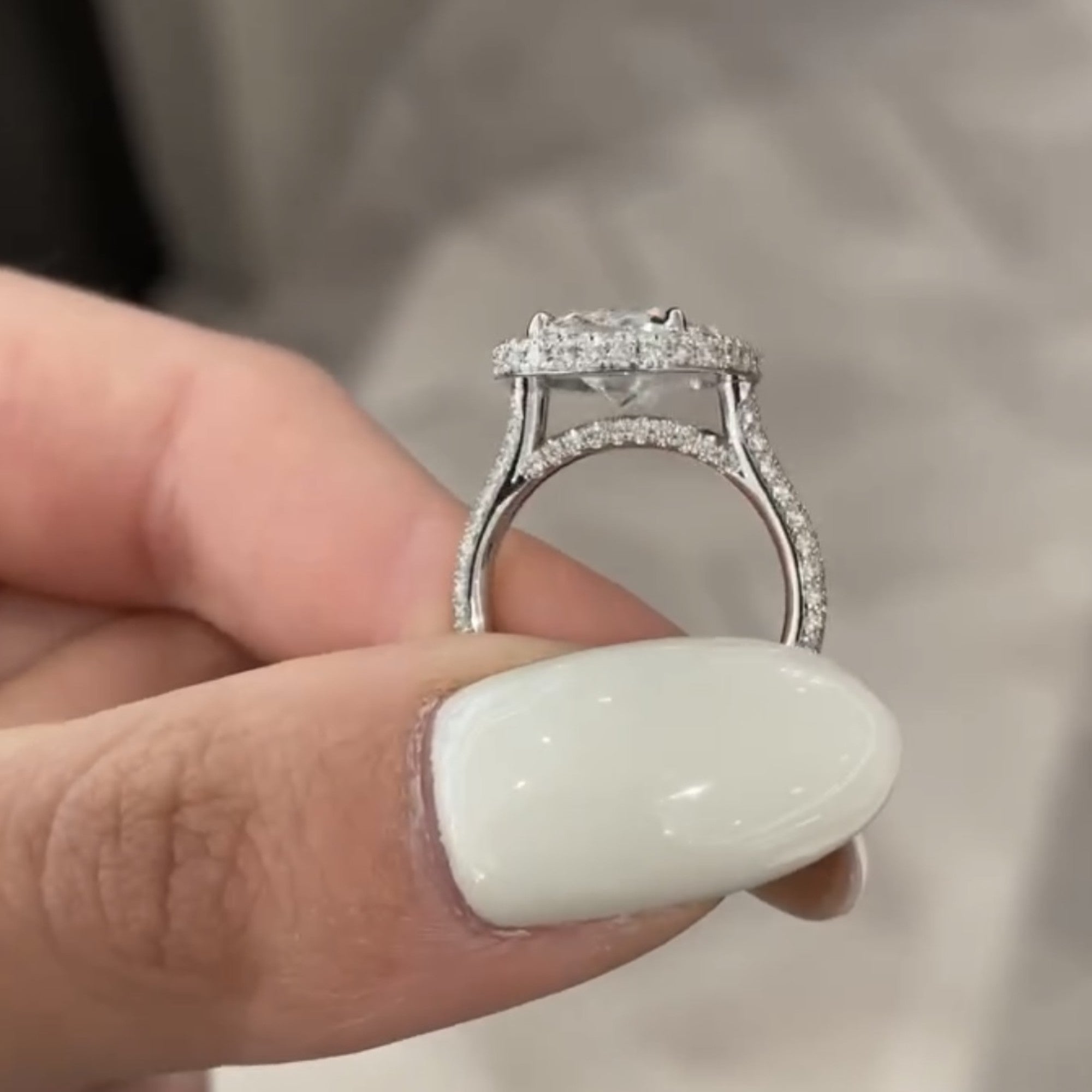 Old Mine Elongated Cushion Moissanite Engagement Ring Halo Set Wedding Ring