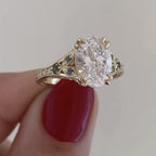 Oval Art deco Moissanite Engagement Ring Vintage Gold Wedding Ring