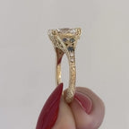 Oval Art deco Lab Grown Engagement Ring Vintage Gold Wedding Ring