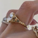 Oval Art deco Lab Grown Engagement Ring Vintage Gold Wedding Ring
