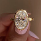 Oval Cut Lab Grown Engagement Bezel Set Wedding Ring Tulip Set Anniversary Ring