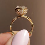 Oval Cut Lab Grown Engagement Bezel Set Wedding Ring Tulip Set Anniversary Ring