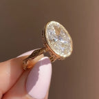 Oval Cut Moissanite Engagement Bezel Set Wedding Ring Tulip Set Anniversary Ring