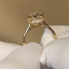 Radiant Double Claw Prong Lab Grown Engagement Ring Hidden Halo Wedding Ring