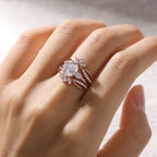 Oval Lab Grown Engagement Ring Set Bridal Gold Wedding Ring Set