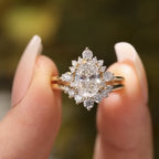 Oval Cut Moissanite Engagement Ring Set Gold Bridal Wedding Ring Set
