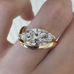 East West Marquise Moissanite Engagement Ring V Prong Solitaire Wedding Ring