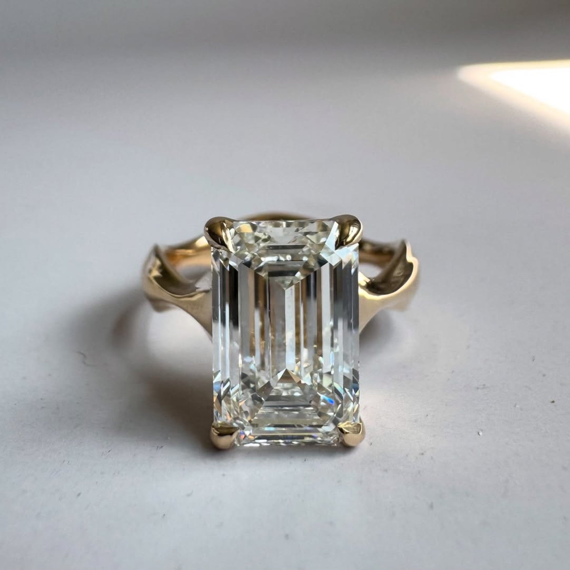 Emerald Lab Grown Engagement Ring Unique Band Wedding Ring