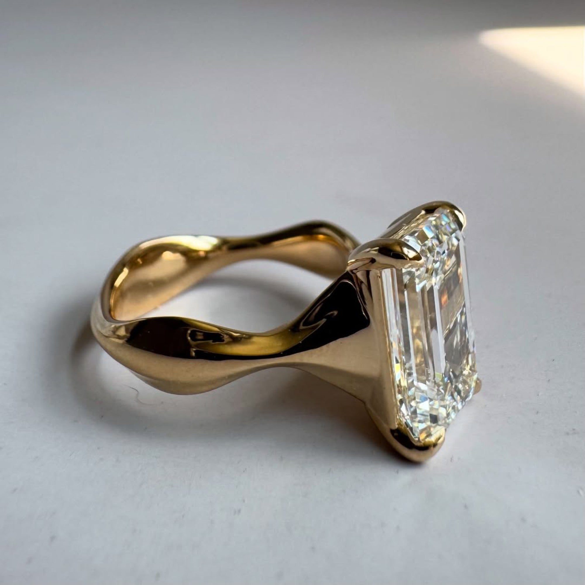 Emerald Lab Grown Engagement Ring Unique Band Wedding Ring