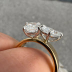 5.00 TCW Three Stone Pear And Oval And Cushion Lab Grown Engagement Ring Solid Gold Wedding Ring Past Present Future Ring Anniversary Ring