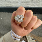 5.00 CT Three Stone Pear And Oval And Cushion Moissanite Engagement Ring Solid Gold Wedding Ring Past Present Future Ring Anniversary Ring