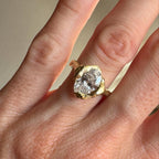 Antique Vintage Oval Cut Half Bezel Lab Grown Engagement Ring Solid Gold Unique Wedding Ring Art Deco Anniversary Ring For Women