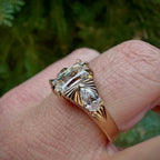 Three Stone Criss Moissanite Engagement Ring  Wedding Antique Diamond Anniversary Ring