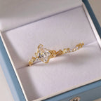 Artdeco Kite Moissanite Engagement Ring Set Vintage  Bridal Wedding Anniversary Set