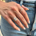 Bezel Set Old Mine Elongated Cushion Lab Grown Engagement Ring Antique Diamond Vintage Wedding Ring Unique Anniversary Ring