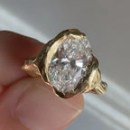 Antique Vintage Oval Cut Half Bezel Lab Grown Engagement Ring Solid Gold Unique Wedding Ring Art Deco Anniversary Ring For Women