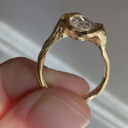 Antique Vintage Oval Cut Half Bezel Lab Grown Engagement Ring Solid Gold Unique Wedding Ring Art Deco Anniversary Ring For Women