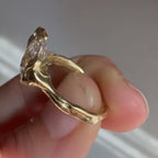 Antique Vintage Oval Cut Half Bezel Lab Grown Engagement Ring Solid Gold Unique Wedding Ring Art Deco Anniversary Ring For Women