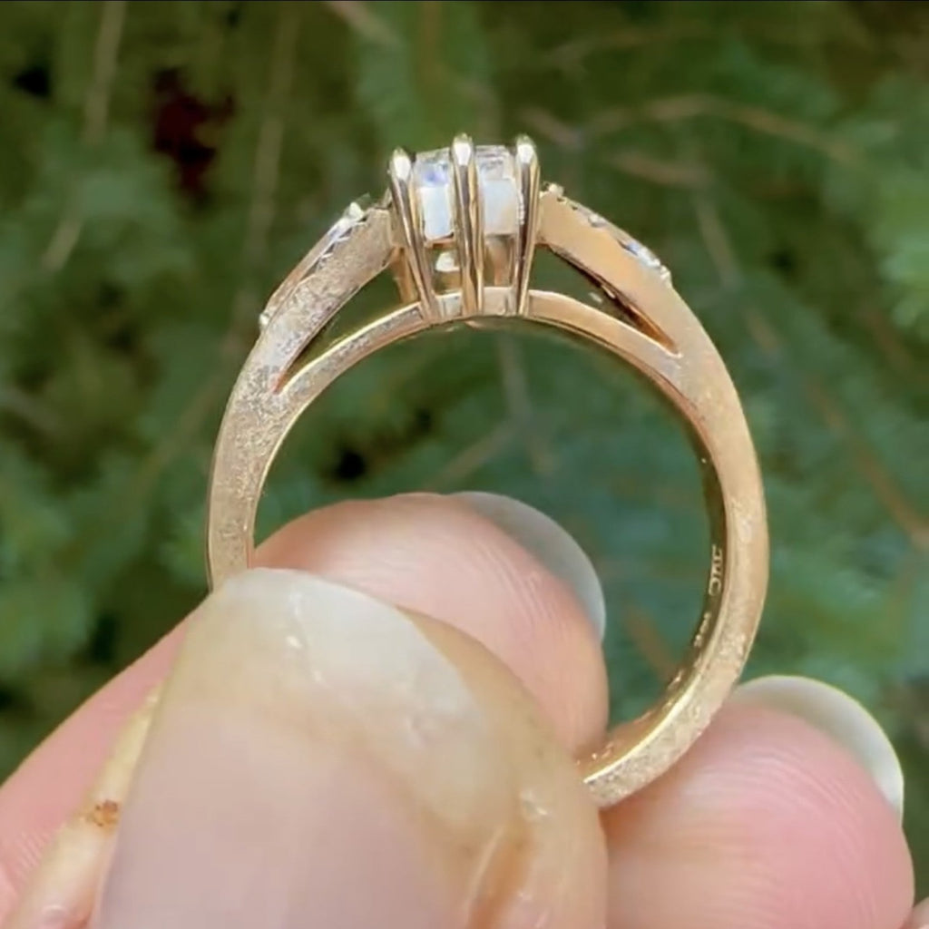 Three Stone Criss Moissanite Engagement Ring  Wedding Antique Diamond Anniversary Ring