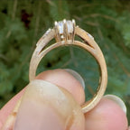 Three Stone Criss Moissanite Engagement Ring  Wedding Antique Diamond Anniversary Ring