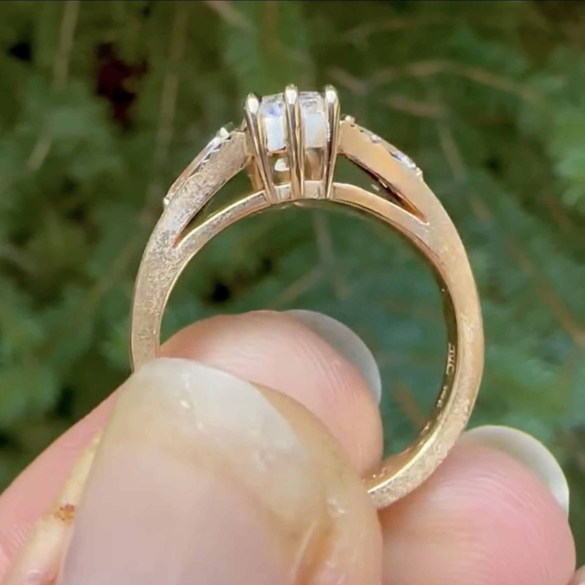 Three Stone Criss Lab Grown Engagement Ring  Wedding Antique Diamond Anniversary Ring
