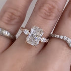 Art Deco Twisted Band Radiant Cut Vintage Lab Grown Engagement Ring  Tulip Set Wedding Nature Inspired Anniversary Ring