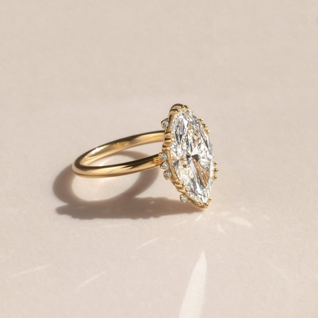 Marquise Cut Moissanite Engagement Ring Cluster Solid Gold Wedding Rings For Women Anniversary Gift For Her Promise Ring