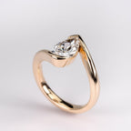 Bypass Pear Lab Diamond Engagement Ring Half Bezel Gold  Anniversary Ring