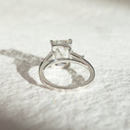 Emerald Three Stone Moissanite Engagement Ring Past Present Future Wedding Ring