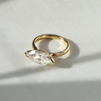 Marquise East West Lab Grown Engagement Ring V Prong Wedding Ring