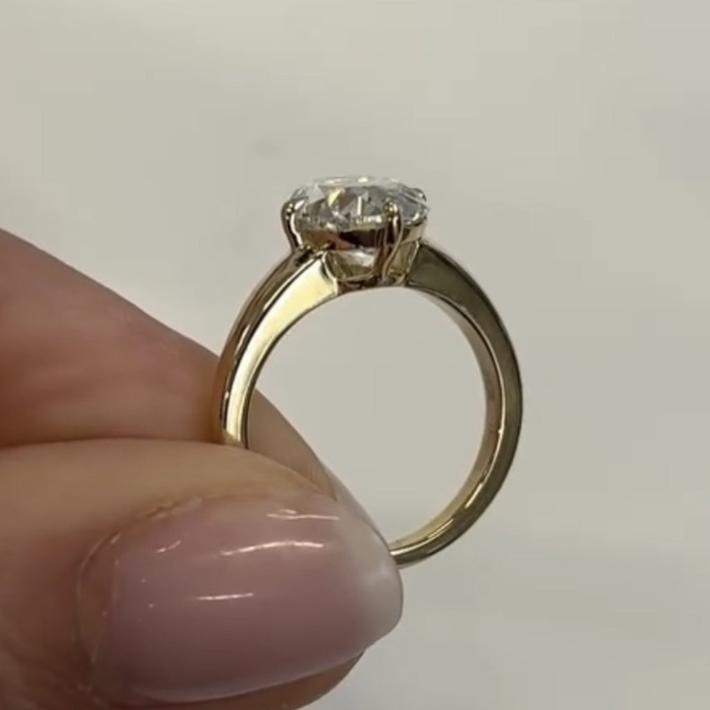 Old Mine  Elongated Cushion Antique Moissanite Engagement Ring Unique  Gold Wedding Ring