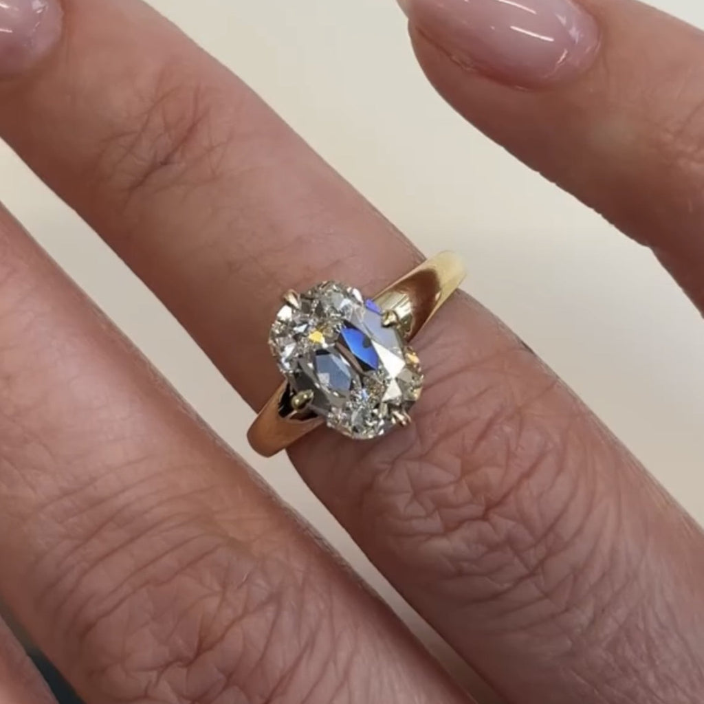 Old Mine  Elongated Cushion Antique Lab Grown Engagement Ring Unique  Gold Wedding Ring