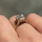 Half Bezel Set Old Mine  Elongated Cushion Moissanite Engagement Ring Antique Gold Unique Wedding Anniversary Ring