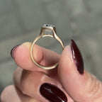 Half Bezel Set Old Mine Elongated Cushion Lab Grown Engagement Ring Antique  Gold Unique Wedding Anniversary Ring