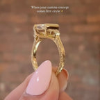 Half Bezel Hexagon Moissanite Vintage Engagement Ring Art deco Gold Wedding Nature Inspired Rings Anniversary Ring