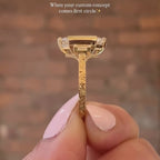 Half Bezel Hexagon Moissanite Vintage Engagement Ring Art deco Gold Wedding Nature Inspired Rings Anniversary Ring