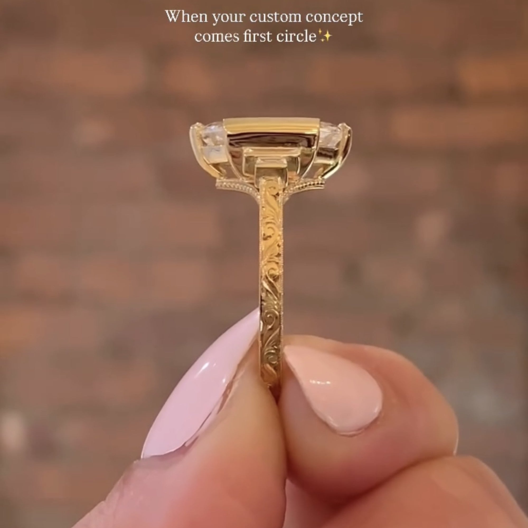 Half Bezel Hexagon Moissanite Vintage Engagement Ring Art deco Gold Wedding Nature Inspired Rings Anniversary Ring