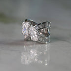 6.48 TCW Toi Et Moi Lab Grown Diamond Engagement Ring Radiant Pear Cut Baguette Band White Gold Wedding Ring